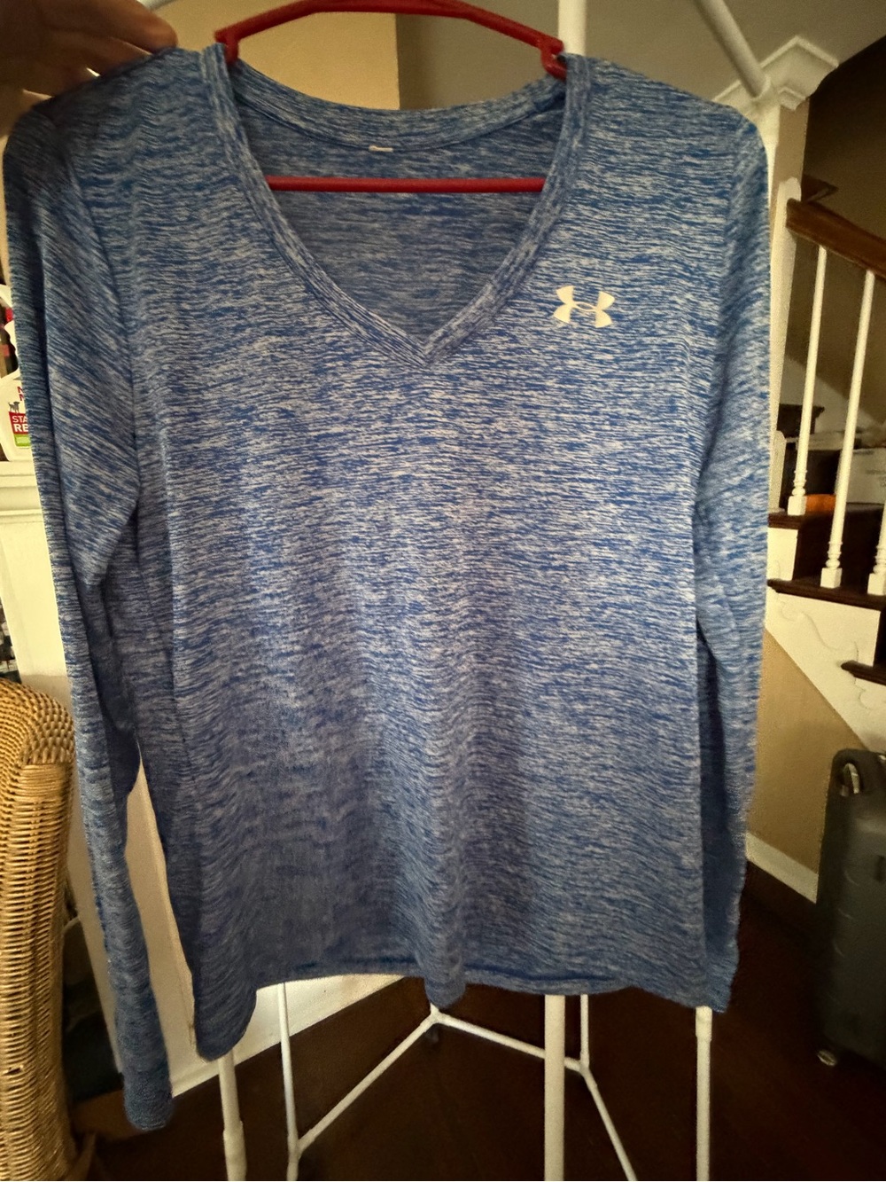 Under Armour Blue Space-Dye Athletic V-Neck Women's Top, SM